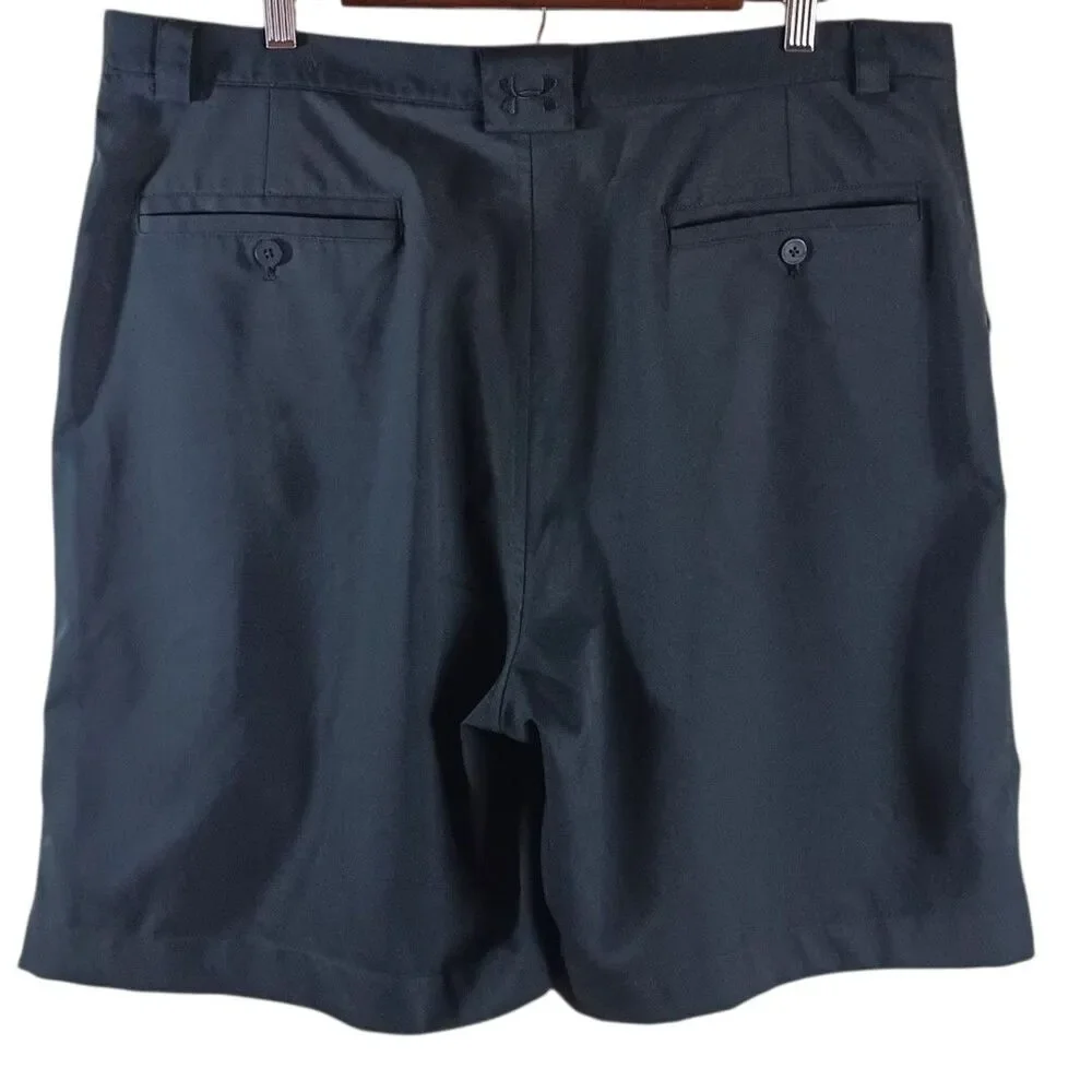 Under Armour Men's 38R Golf Shorts Black Pleated Performance Lightweight Chinos